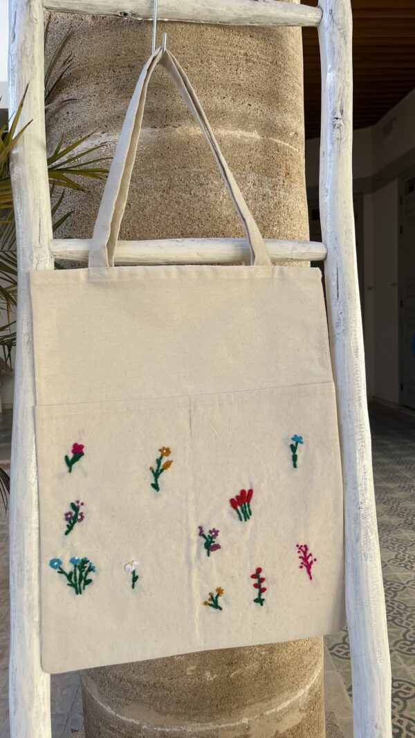 Handcrafted Floral Charm Tote Bag